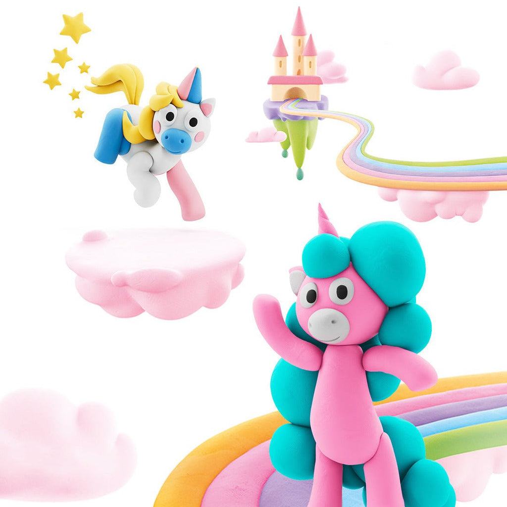 Hey Clay boetseerset Unicorns - 15 potjes - Boetseren Hey Clay - In den Olifant