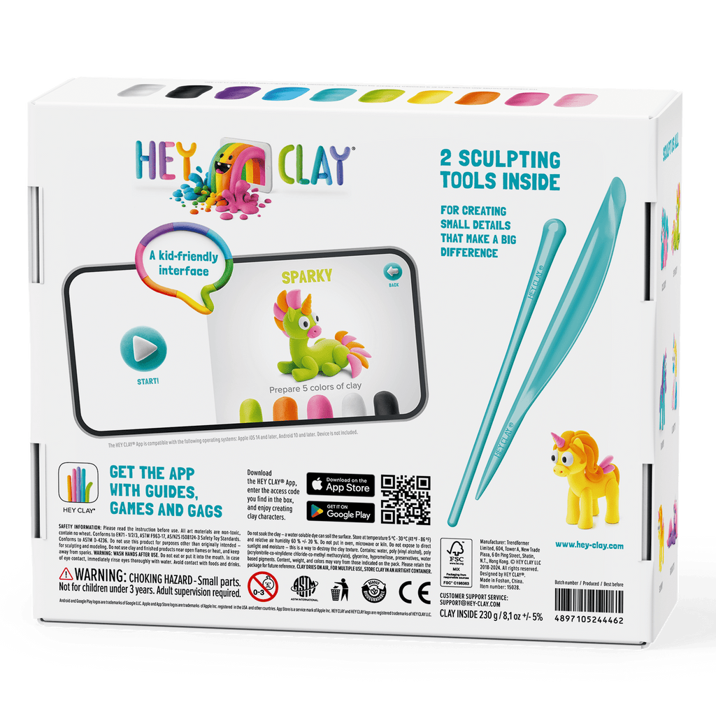 Hey Clay boetseerset Unicorns - 15 potjes - Boetseren Hey Clay - In den Olifant