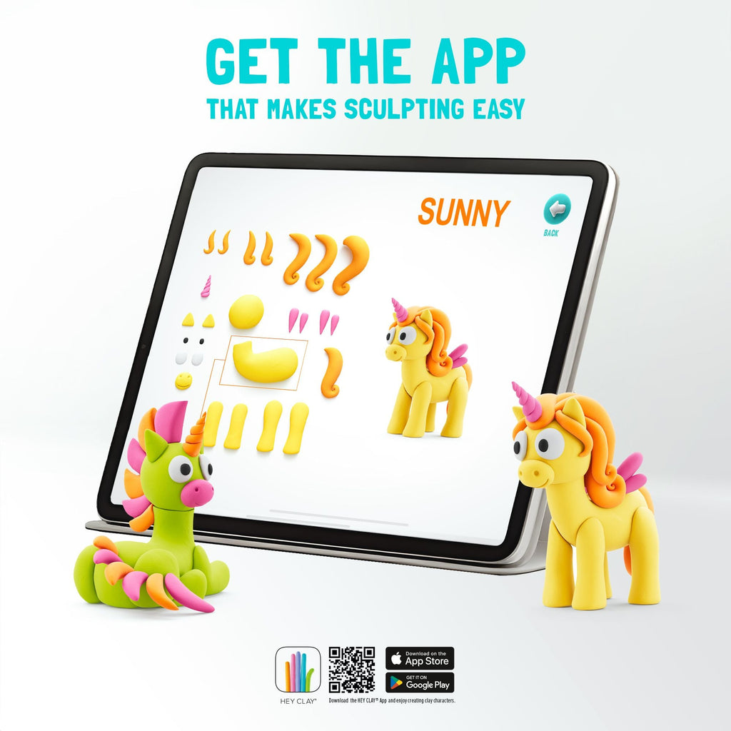 Hey Clay boetseerset Unicorns - 15 potjes - Boetseren Hey Clay - In den Olifant