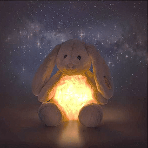 Knuffel Met Nachtlampje - Hoppie Light At Night Rabbit Light Grey - 28 Cm