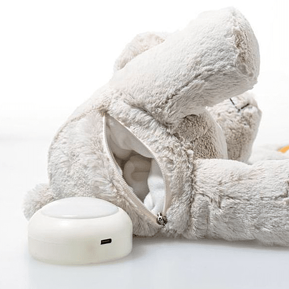 Knuffel Met Nachtlampje - Hoppie Light At Night Rabbit Light Grey - 28 Cm