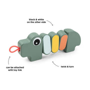 Houten babyspeeltje Twist & Turn Toy Croco Green - Activiteitenspeelgoed Done by Deer - In den Olifant