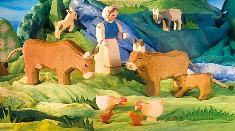 Houten boederijdier - Kip Oker Nek Lang - Boerderijdieren Ostheimer - In den Olifant