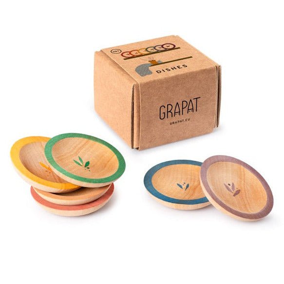 Houten bordjes Dishes - set van 6 - Open ended speelgoed Grapat - In den Olifant