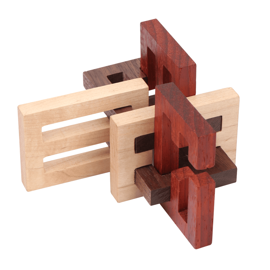Houten breinbreker 3D VIP Gold Sliding Six Brothers Kongming Lock - Breinpuzzels en tangram Eureka - In den Olifant