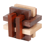 Houten breinbreker 3D VIP Gold Sliding Six Brothers Kongming Lock - Breinpuzzels en tangram Eureka - In den Olifant