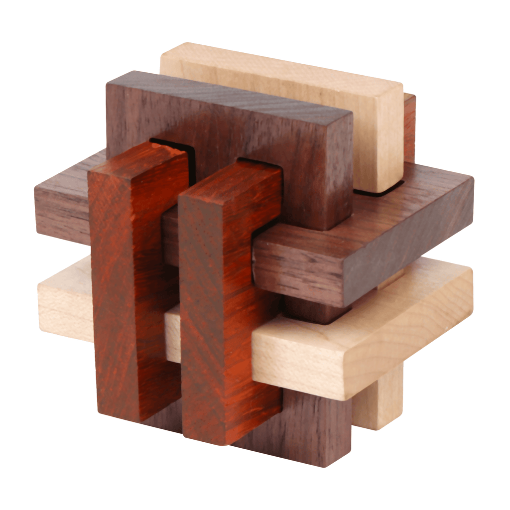 Houten breinbreker 3D VIP Gold Sliding Six Brothers Kongming Lock - Breinpuzzels en tangram Eureka - In den Olifant