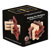 Houten breinbreker 3D VIP Gold Sliding Six Brothers Kongming Lock - Breinpuzzels en tangram Eureka - In den Olifant