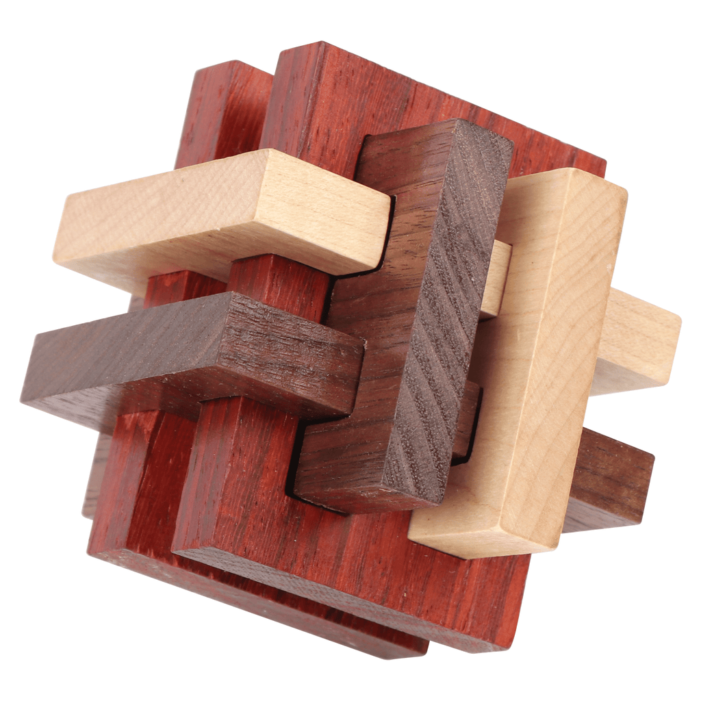 Houten breinbreker 3D VIP Gold Sliding Six Brothers Kongming Lock - Breinpuzzels en tangram Eureka - In den Olifant