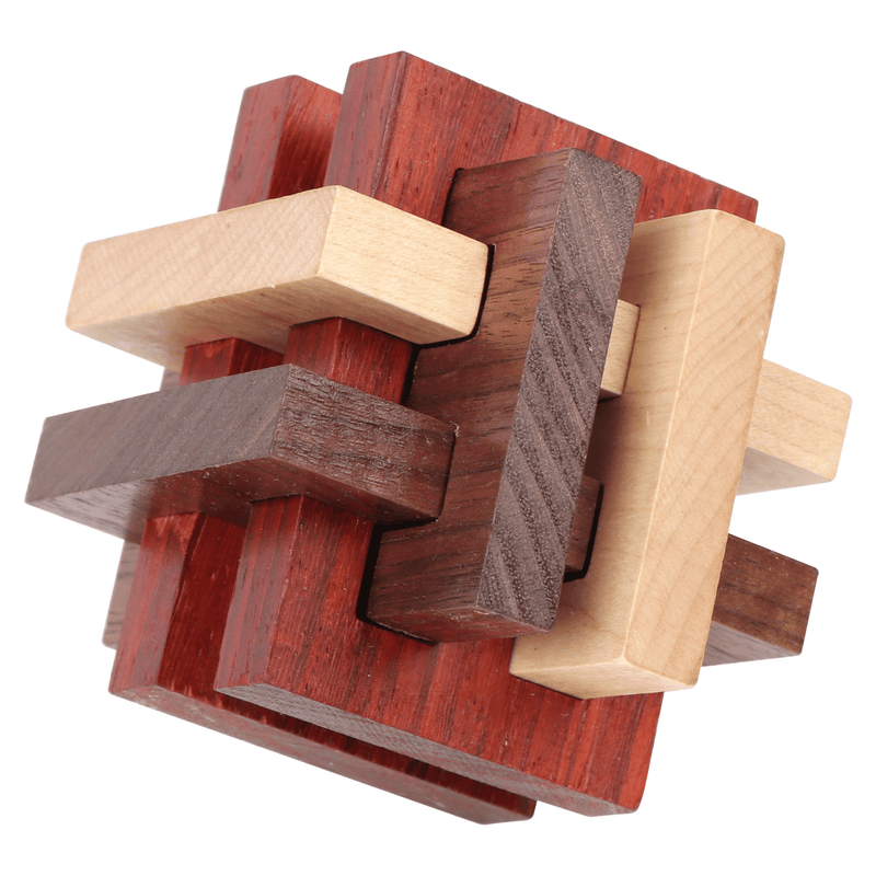 Houten breinbreker 3D VIP Gold Sliding Six Brothers Kongming Lock - Breinpuzzels en tangram Eureka - In den Olifant