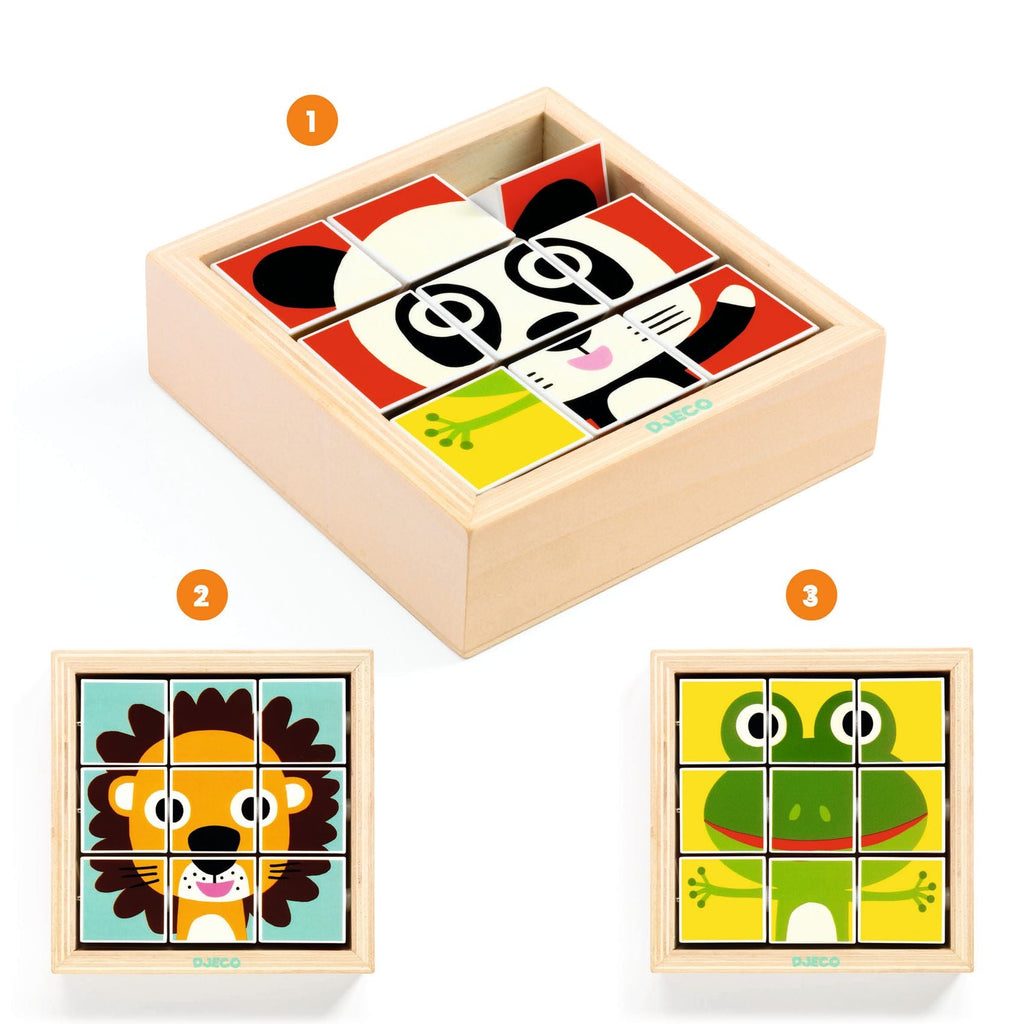 Houten draaipuzzel Dieren - Speciale puzzels Djeco - In den Olifant