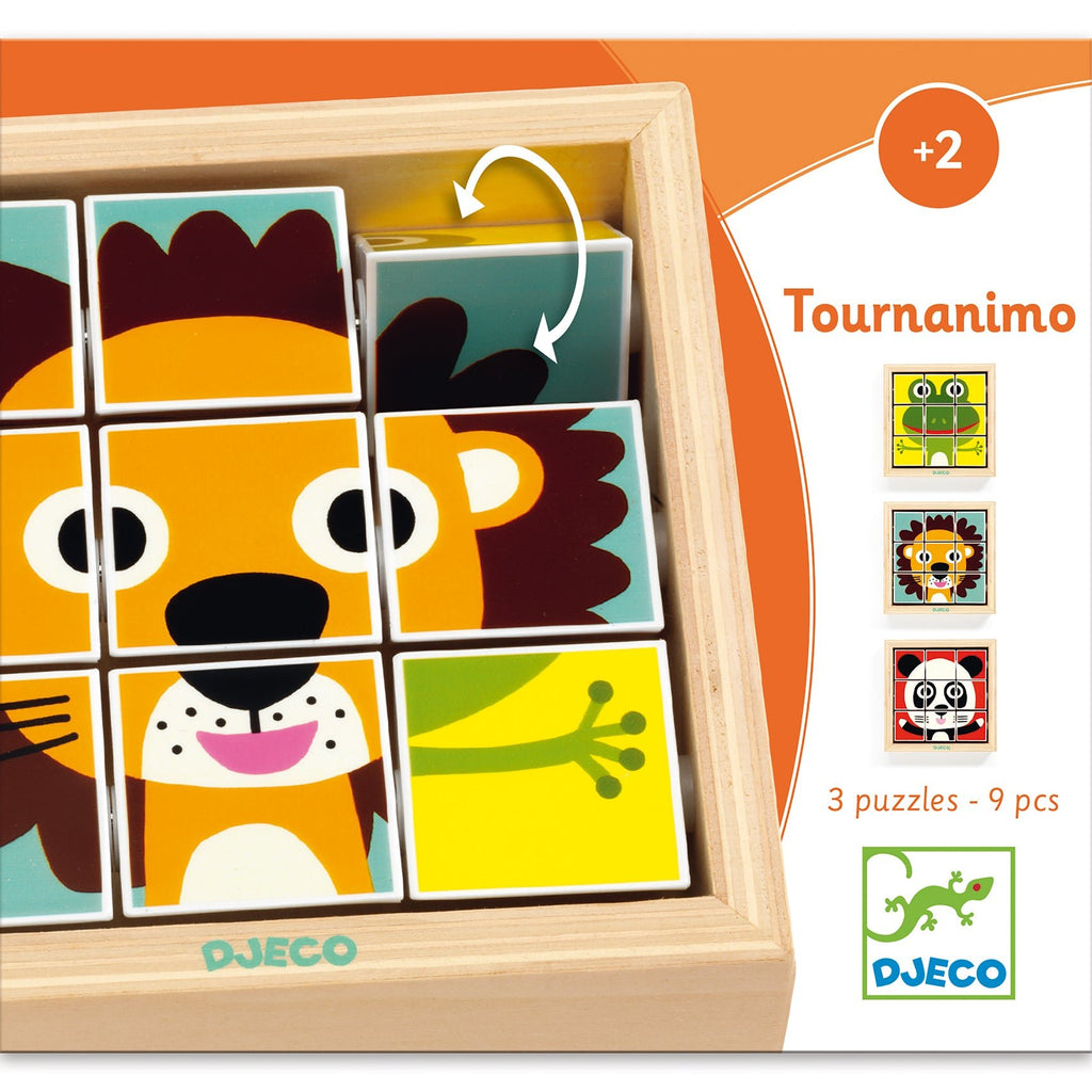 Houten draaipuzzel Dieren - Speciale puzzels Djeco - In den Olifant