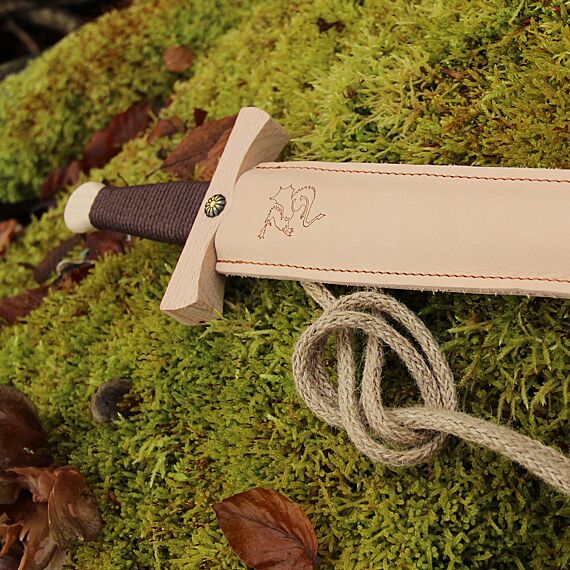 Houten Draken Zwaard Met Lederen Houder | 66 Cm - Wapens en helmen Vah - In den Olifant