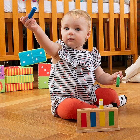 Houten Eerste Speeltje Pop - Up Toy - Houten babyspeelgoed Galt - In den Olifant