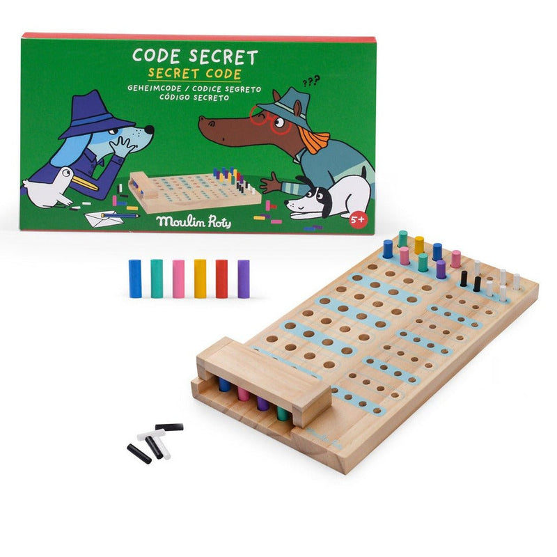 Houten gezelschapsspel Geheime code Les Loufoques - Behendigheidspellen Moulin Roty - In den Olifant