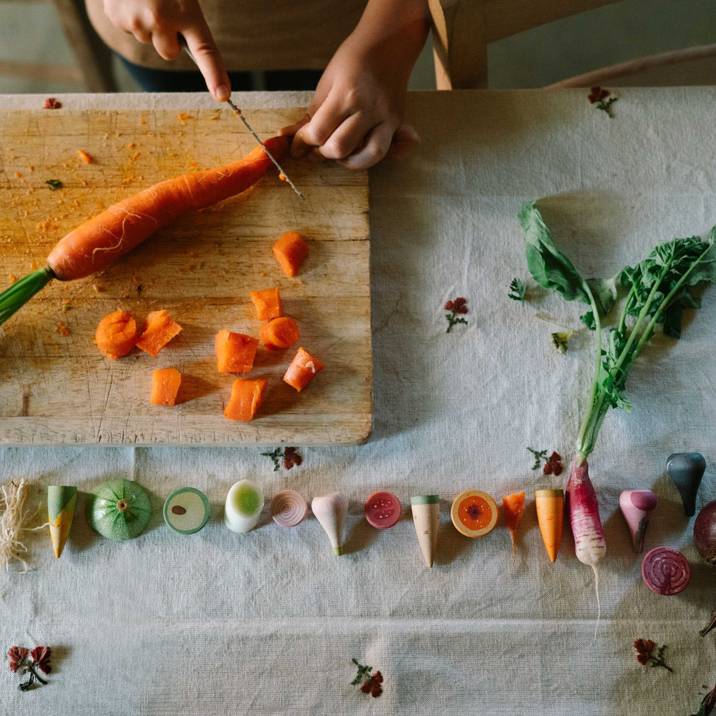 Houten groenten Veggies - set van 12 - Open ended speelgoed Grapat - In den Olifant