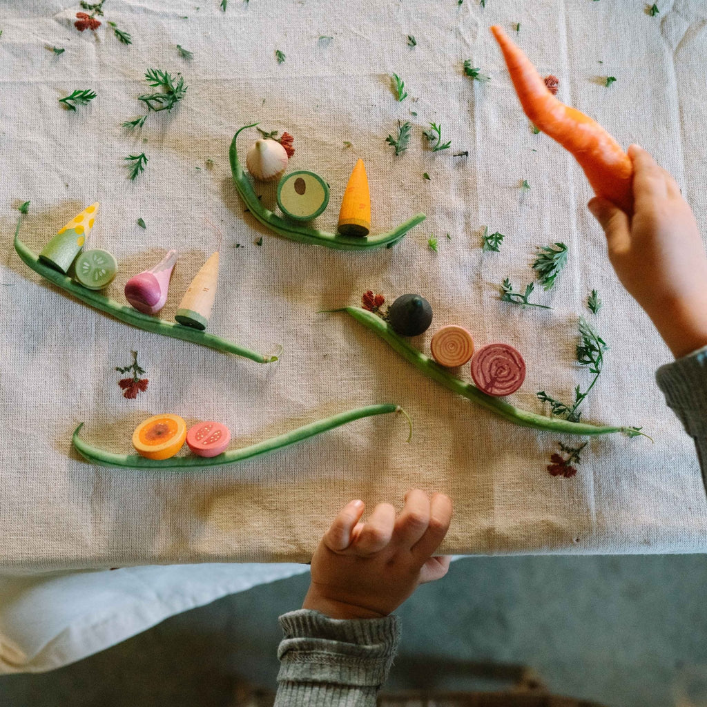 Houten groenten Veggies - set van 12 - Open ended speelgoed Grapat - In den Olifant