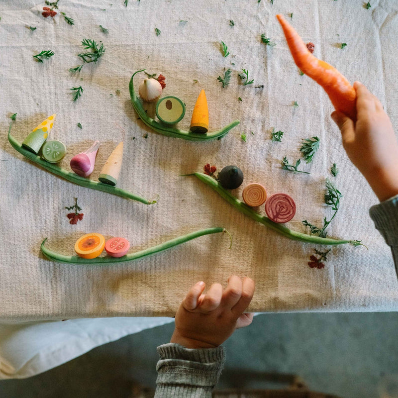 Houten groenten Veggies - set van 12 - Open ended speelgoed Grapat - In den Olifant