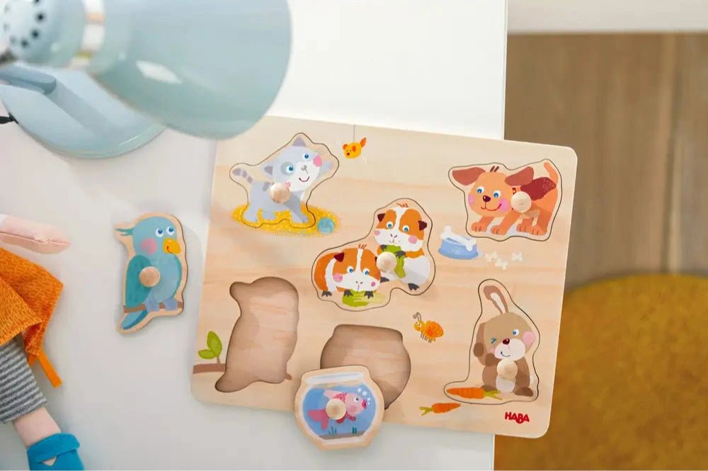 Houten inlegpuzzel Huisdieren - Vormenpuzzels Haba - In den Olifant