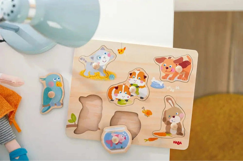 Houten inlegpuzzel Huisdieren - Vormenpuzzels Haba - In den Olifant