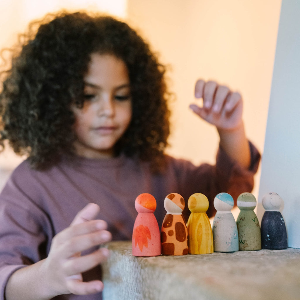 Houten popjes The Animal Crew - set van 6 - Speelfiguren Grapat - In den Olifant