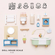 Houten poppenhuismeubels Badkamer - 19 delige set - Poppenhuismeubels en accessoires Le Toy Van - In den Olifant