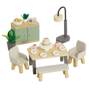 Houten poppenhuismeubels Eetkamer - 18 delige set - Poppenhuismeubels en accessoires Le Toy Van - In den Olifant