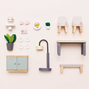 Houten poppenhuismeubels Eetkamer - 18 delige set - Poppenhuismeubels en accessoires Le Toy Van - In den Olifant