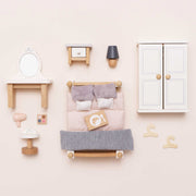Houten poppenhuismeubels slaapkamer ouders - 19 delige set - Poppenhuismeubels en accessoires Le Toy Van - In den Olifant