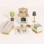 Houten Poppenhuismeubels Woonkamer - 18 delige set - Poppenhuismeubels en accessoires Le Toy Van - In den Olifant