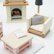 Houten Poppenhuismeubels Woonkamer - 18 delige set - Poppenhuismeubels en accessoires Le Toy Van - In den Olifant