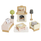 Houten Poppenhuismeubels Woonkamer - 18 delige set - Poppenhuismeubels en accessoires Le Toy Van - In den Olifant