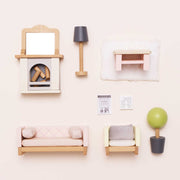 Houten Poppenhuismeubels Woonkamer - 18 delige set - Poppenhuismeubels en accessoires Le Toy Van - In den Olifant