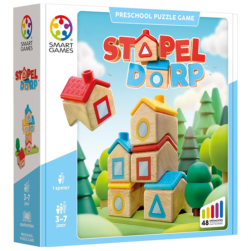 Houten puzzelspel - Stapeldorp - Behendigheidspellen Smart - In den Olifant
