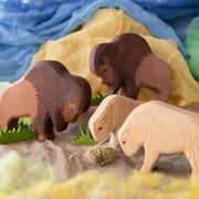 Houten speeldier Bizon Klein - 10,2 cm - Speeldieren Ostheimer - In den Olifant