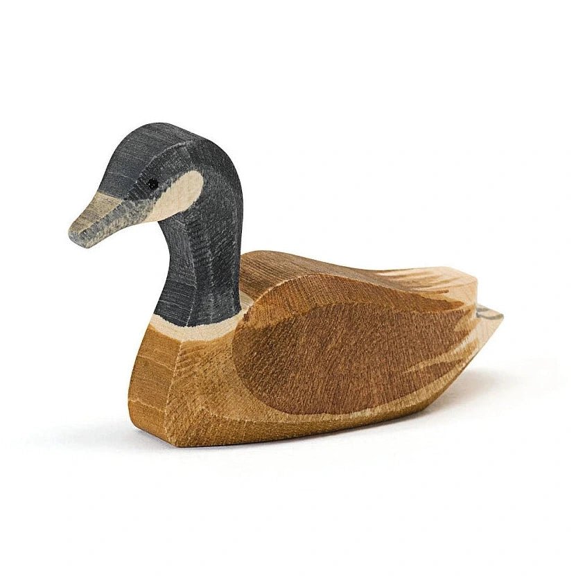 Houten speelfiguur Canadese Gans Zwemmend - 5 cm - Speeldieren Ostheimer - In den Olifant