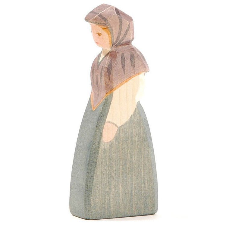 Houten speelfiguur Marktvrouw - 13 cm - Speelfiguren Ostheimer - In den Olifant