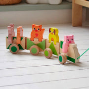 Houten Speelgoedtrein - Trainimo Jungle - Houten babyspeelgoed Djeco - In den Olifant