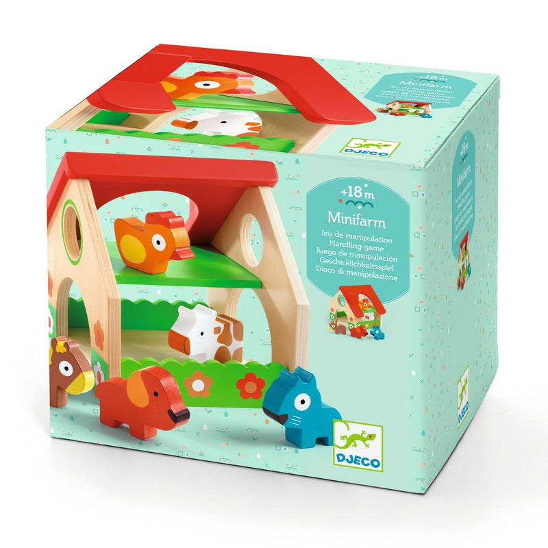 Houten speelset - Miniboerderij met 5 dieren - Poppenhuizen en kastelen Djeco - In den Olifant
