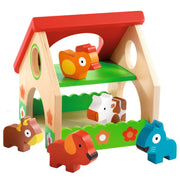 Houten speelset - Miniboerderij met 5 dieren - Poppenhuizen en kastelen Djeco - In den Olifant