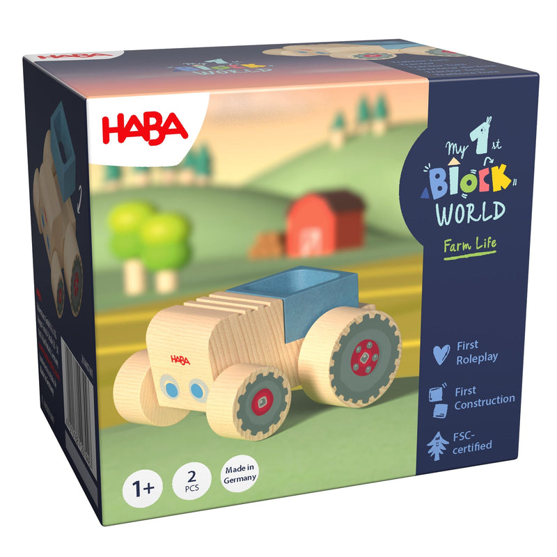 Houten speelvoertuig My 1st Block World - Tractor Toni - Speelvoertuigen Haba - In den Olifant