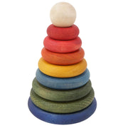 Houten stapeltoren Rainbow Round Pyramid - Montessori Stacker - Sorteer - en stapelspeelgoed Wooden Story - In den Olifant
