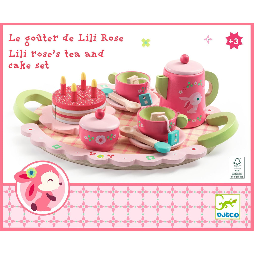 Houten Theeset Lili Rose - set van 16 - Speelkeuken en winkeltje Djeco - In den Olifant