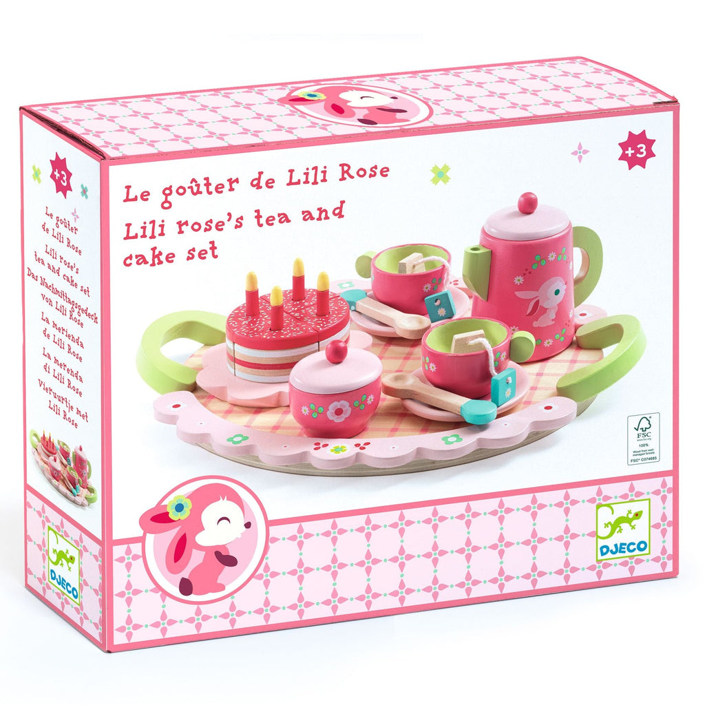 Houten Theeset Lili Rose - set van 16 - Speelkeuken en winkeltje Djeco - In den Olifant