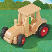 Houten Tractor Modern met 2 popjes - Auto's en voertuigen Fagus - In den Olifant