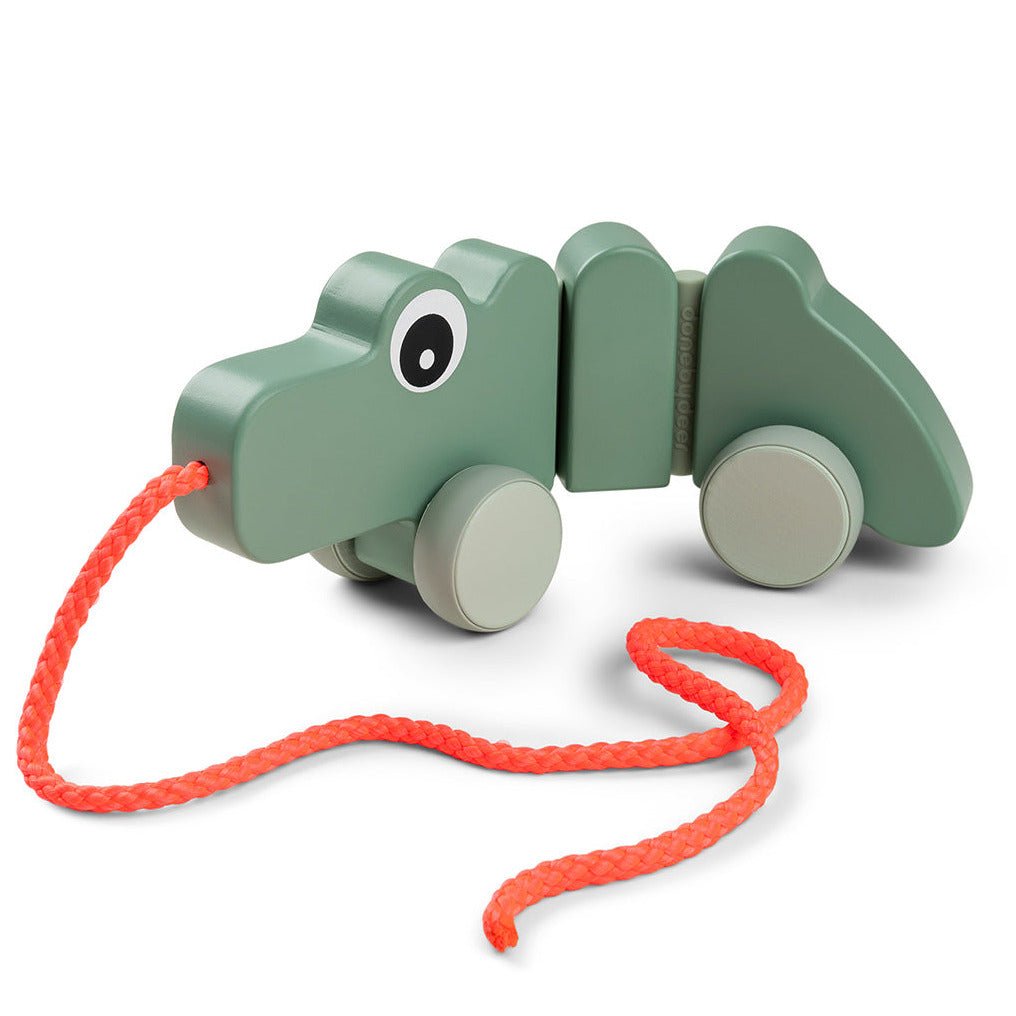 Houten trekspeeltje Croco Green - Trek - en duwspeelgoed Done by Deer - In den Olifant