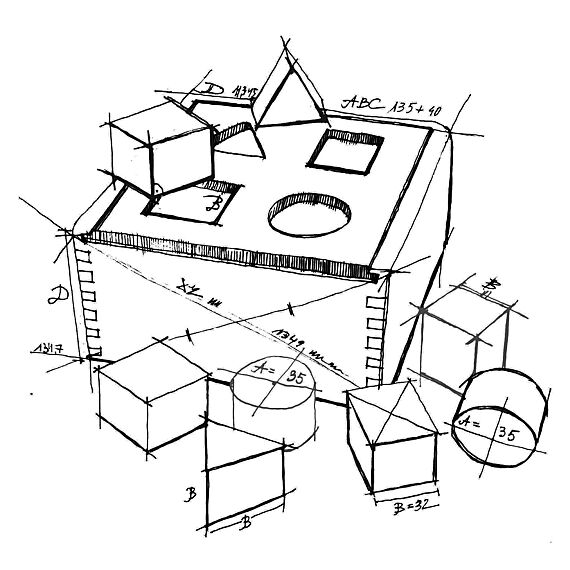 Houten Vormenstoof | Natural Shape Sorter Box - Houten babyspeelgoed Wooden Story - In den Olifant