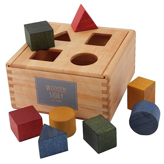 Houten Vormenstoof | Rainbow Shape Sorter Box - Houten babyspeelgoed Wooden Story - In den Olifant