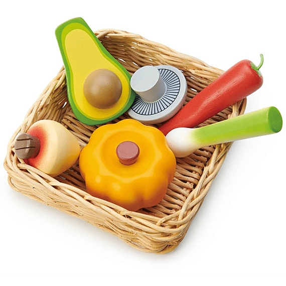 Imitatiespeelgoed - Mandje Groenten - Speelkeuken en winkeltje Tender Leaf Toys - In den Olifant