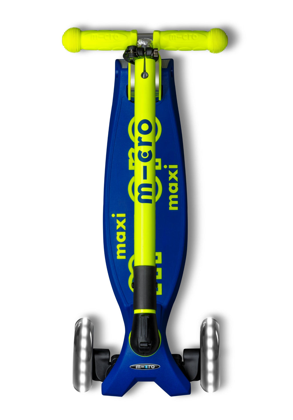 Inklapbare step Maxi Micro Foldable LED blauw geel Neon - 5 tot 12 jaar - Steppen Micro Mobility - In den Olifant